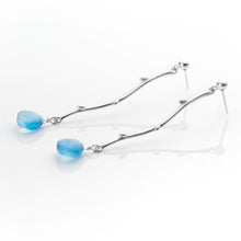 Load image into Gallery viewer, Sterling silver Twig and Aquamarine Drop Earrings