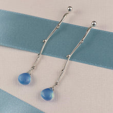 Load image into Gallery viewer, Sterling silver Twig and Aquamarine Drop Earrings