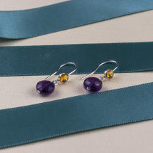 Load image into Gallery viewer, Citrine and Amethyst Wire Earrings
