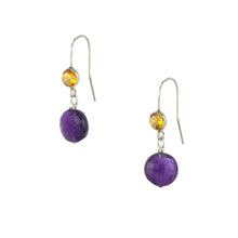 Load image into Gallery viewer, Citrine and Amethyst Wire Earrings