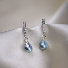 Load image into Gallery viewer, Sterling Silver Baroque Akoya Drop Earrings