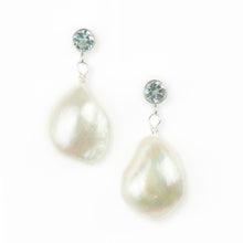 Load image into Gallery viewer, Topaz and Barouqe Pearls Drop Earrings