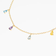 Load image into Gallery viewer, Gold Vermeil Multi Colour Teardrop Necklace