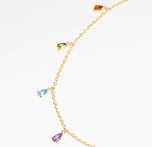 Load image into Gallery viewer, Gold Vermeil Multi Colour Teardrop Necklace
