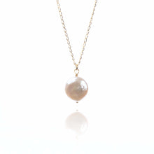 Load image into Gallery viewer, Pearl Coin and Etched Circle Pendant Necklace