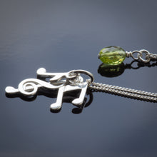 Load image into Gallery viewer, Peridot and Music Notes Necklace