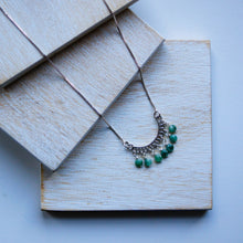 Load image into Gallery viewer, Curved Pendant and Natural Emerald Necklace