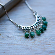 Load image into Gallery viewer, Curved Pendant and Natural Emerald Necklace