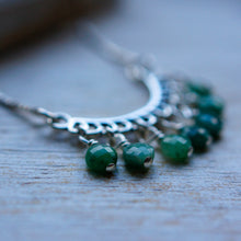 Load image into Gallery viewer, Curved Pendant and Natural Emerald Necklace