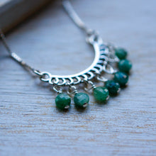 Load image into Gallery viewer, Curved Pendant and Natural Emerald Necklace