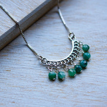Load image into Gallery viewer, Curved Pendant and Natural Emerald Necklace