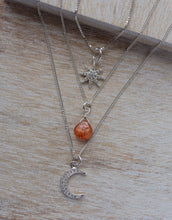 Load image into Gallery viewer, Star Crescent and Sunstone Necklace