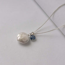 Load image into Gallery viewer, Pearl and London Blue Topaz Necklace