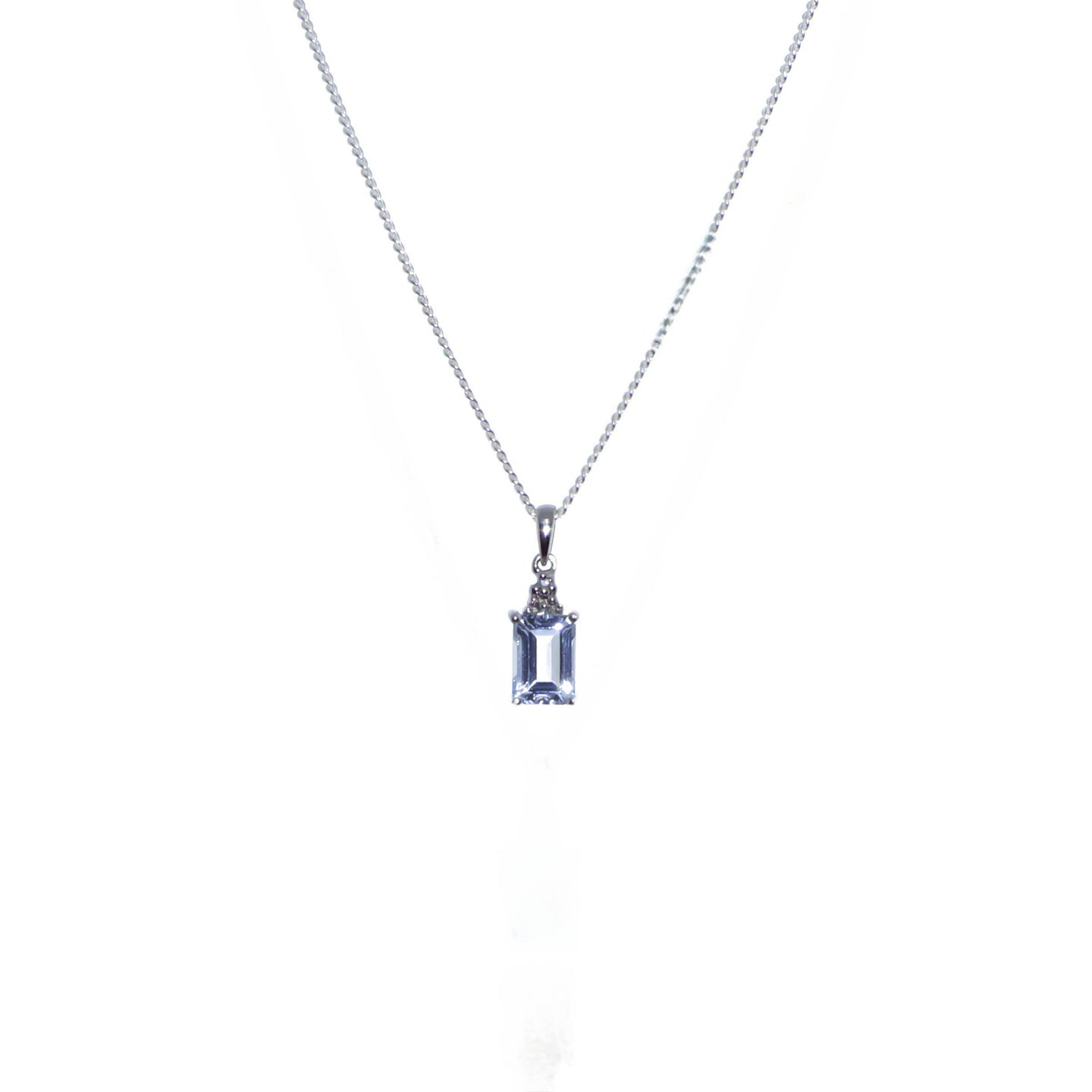 Sterling Silver Blue Topaz And Diamond Necklace
