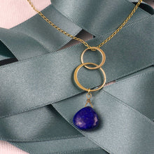 Load image into Gallery viewer, Double Circle and Lapis Lazuli Vermeil Necklace
