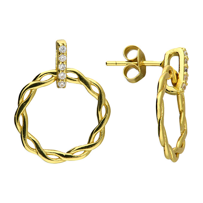 Gold Vermeil Entwined Circle Drop Earrings