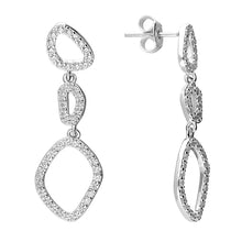 Load image into Gallery viewer, Sterling Silver Triple Cubic Zirconia Drop Earrings 
