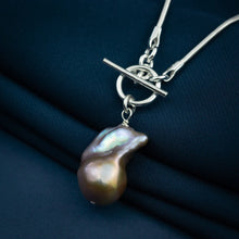 Load image into Gallery viewer, Natural Colour Baroque Pearl T-bar Necklace
