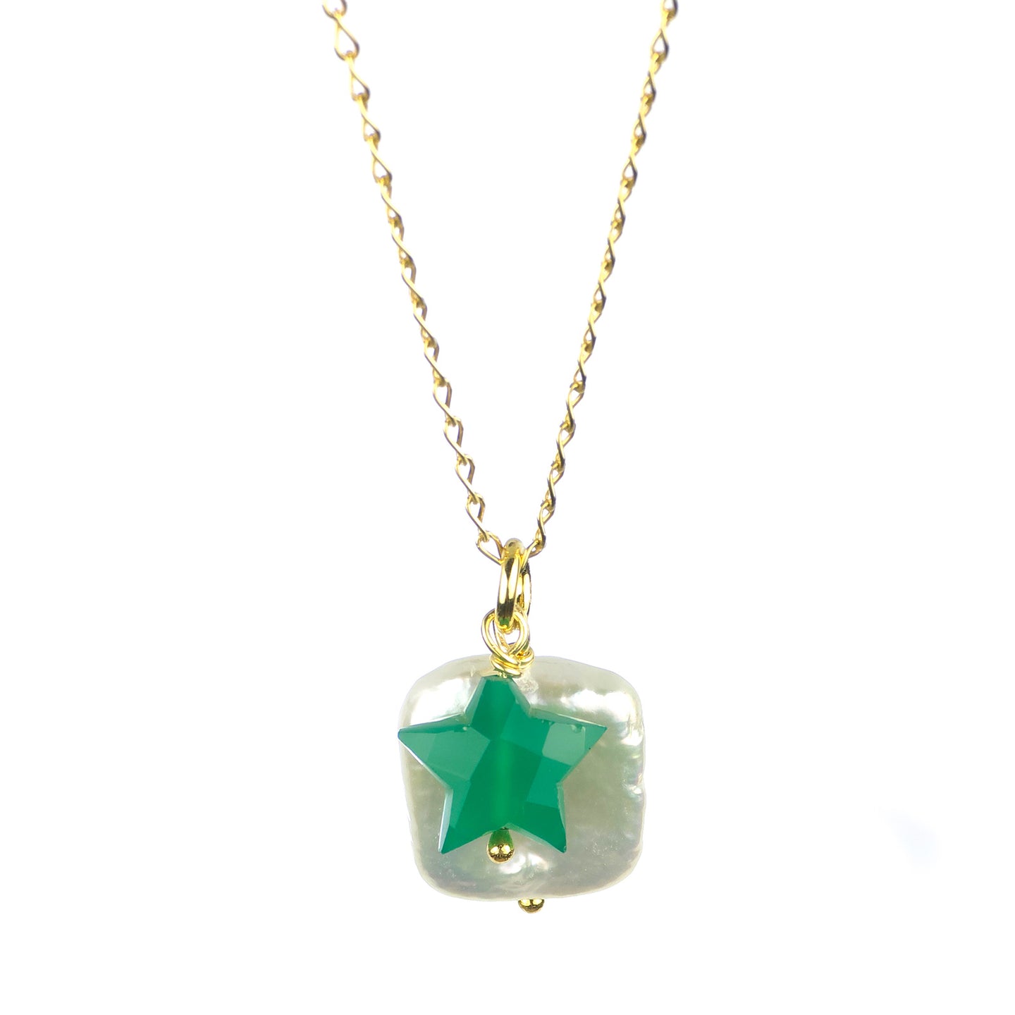 Pearl and Green Onyx Necklace