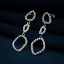 Load image into Gallery viewer, Sterling Silver Triple Cubic Zirconia Drop Earrings 
