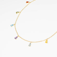 Load image into Gallery viewer, Gold Vermeil Multi Colour Teardrop Necklace
