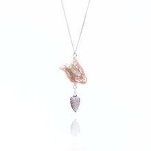 Load image into Gallery viewer, Ametrine Carved Leaf and Biwa Pearls Necklace
