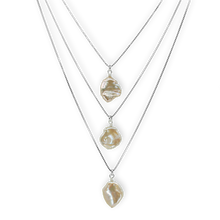 Load image into Gallery viewer, Layered Sterling Silver Necklace and Natural Keshi Pearls
