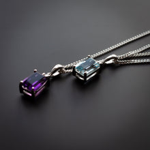 Load image into Gallery viewer, Layered Blue Topaz, Amethyst and Diamond Necklace
