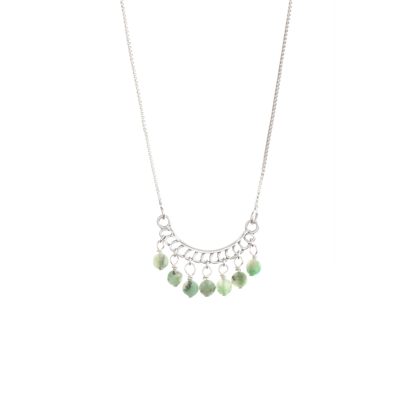 Curved Pendant and Natural Emerald Necklace