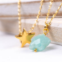 Load image into Gallery viewer, Carved Amazonite and Star Necklace
