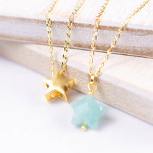 Load image into Gallery viewer, Carved Amazonite and Star Necklace
