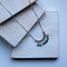 Load image into Gallery viewer, Curved Pendant and Natural Emerald Necklace
