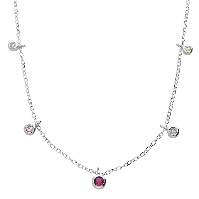 Five Colour Cubic Zirconia Necklace