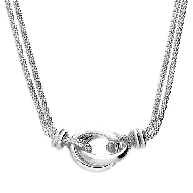 Sterling Silver Entwined Knot on Double Chain Necklace