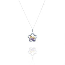 Load image into Gallery viewer, Natural Citrine and Amethyst Flower Locket
