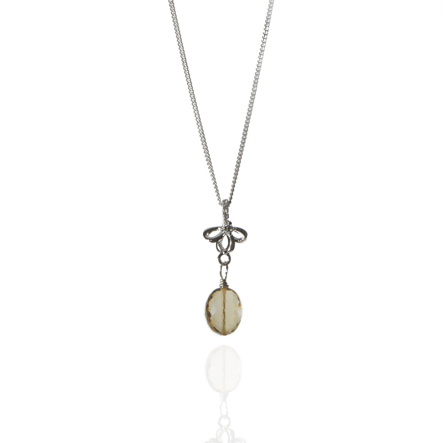 Champagne Citrine and Ribbon Pendant Necklace