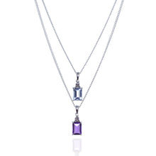 Load image into Gallery viewer, Layered Blue Topaz, Amethyst and Diamond Necklace
