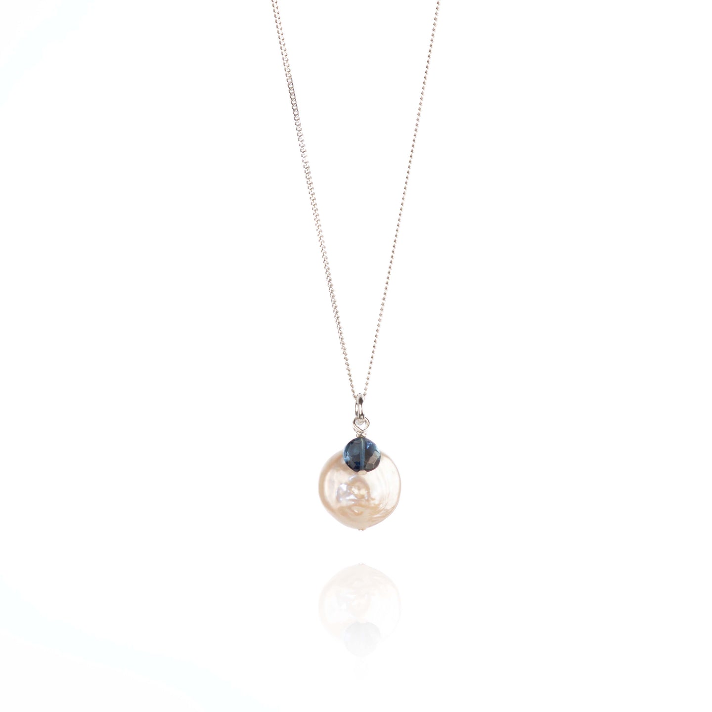 Pearl and London Blue Topaz Necklace