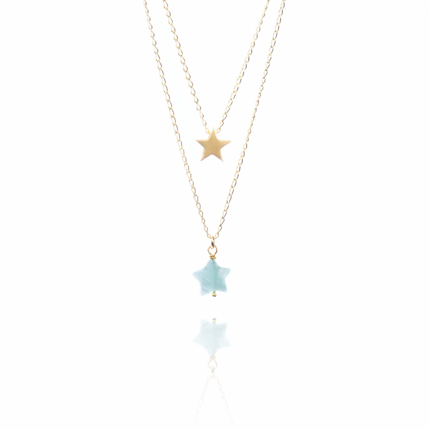 Carved Amazonite and Star Necklace